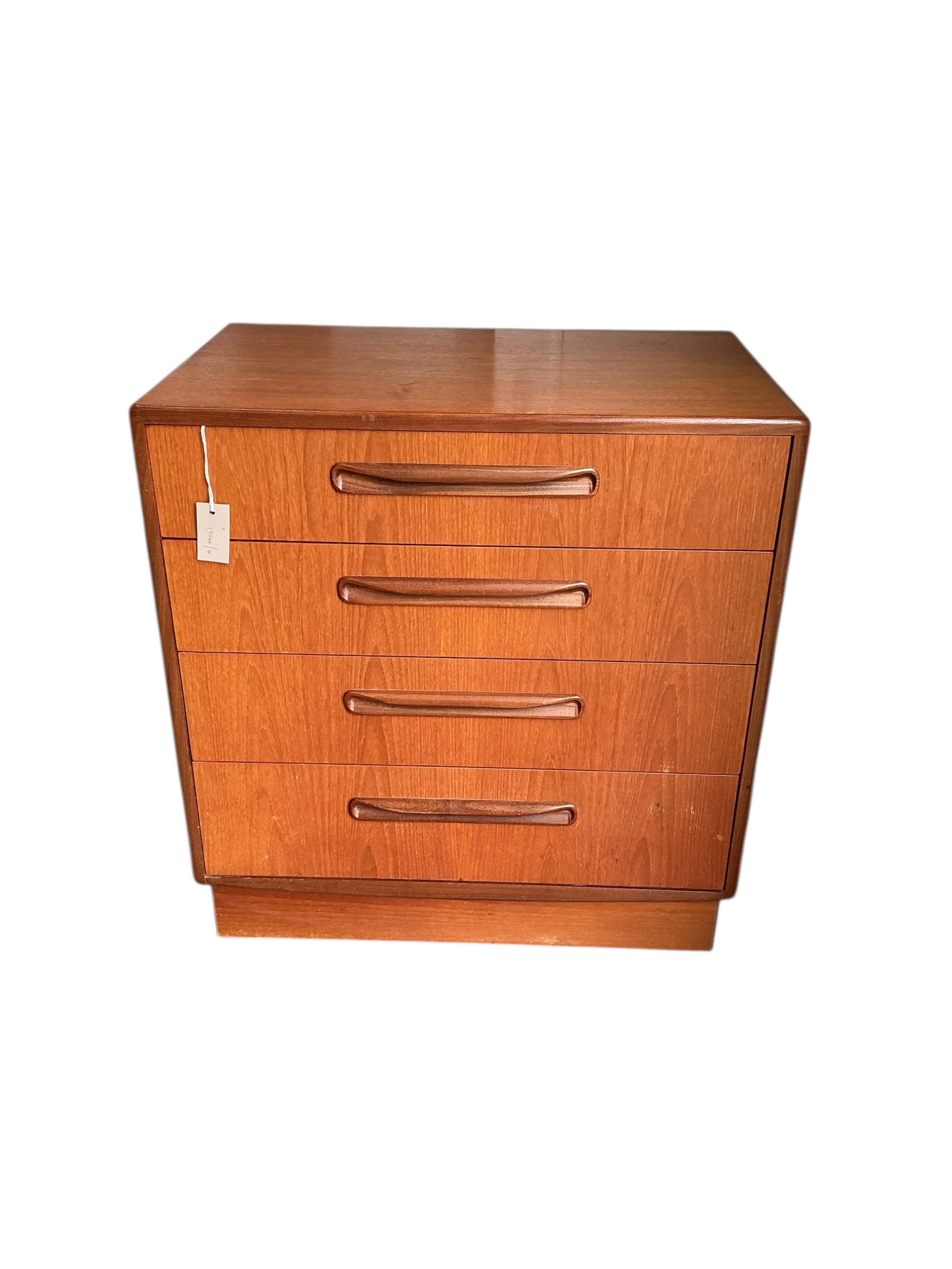 A mid century G Plan Fresco teak four drawer chest, width 72cm, depth 44cm, height 75cm